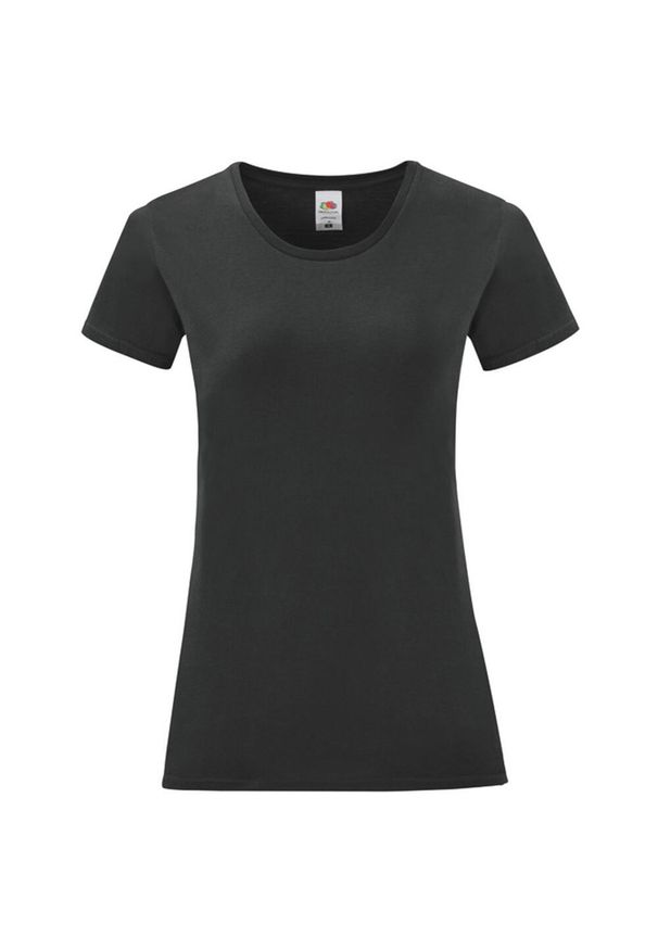 FRUIT OF THE LOOM - Koszulka Damska Z Bawełny Czesanej Iconic. Kolor: czarny. Materiał: bawełna. Sport: turystyka piesza