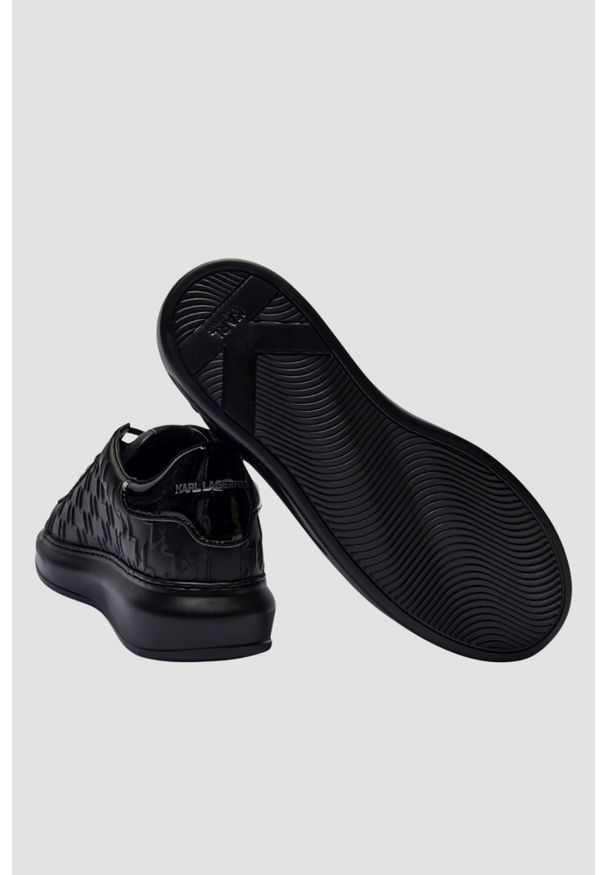 Karl Lagerfeld - KARL LAGERFELD Czarne męskie sneakersy KAPRI MENS Monogram Emboss Lo, Rozmiar 41. Okazja: na co dzień. Kolor: czarny. Materiał: materiał