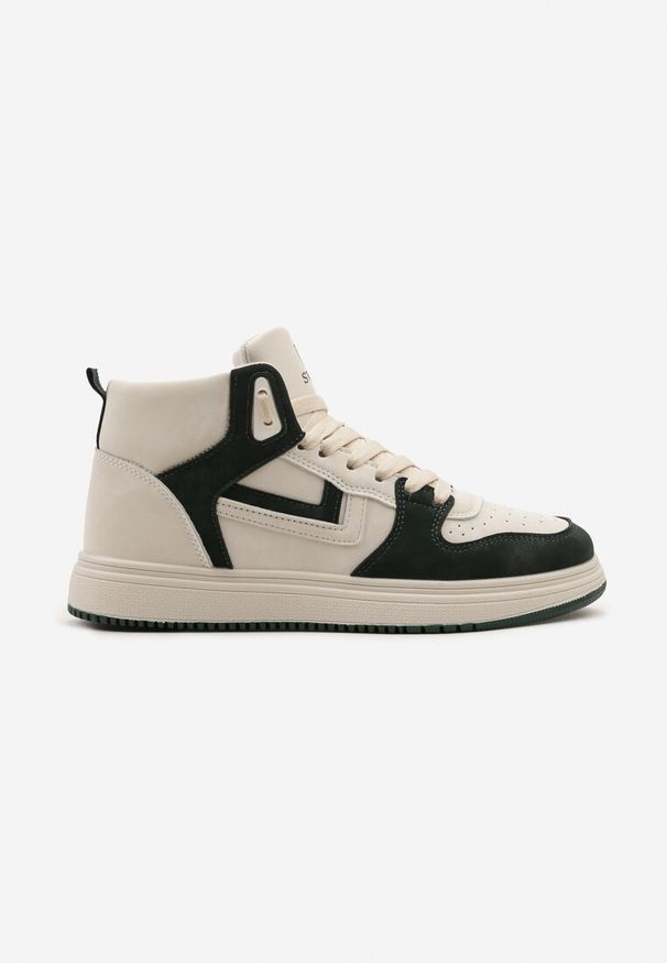 Renee - Beżowo-Zielone Sneakersy Maeramia. Okazja: na co dzień. Kolor: beżowy. Materiał: jeans, jersey