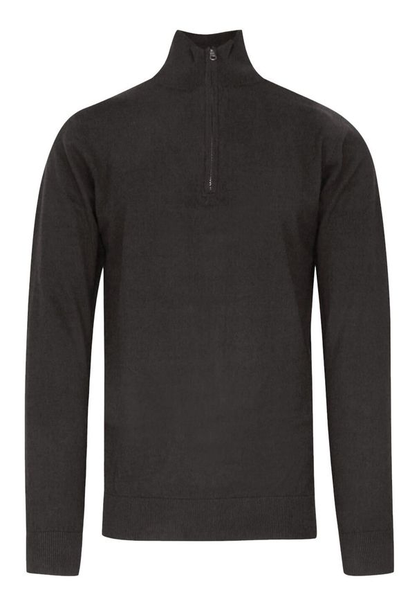 Brave Soul - Sweter Popielaty, Góra Zapinana na Zamek, z Wysoką Stójką, Męski -BRAVE SOUL. Typ kołnierza: kołnierzyk stójkowy. Kolor: szary. Materiał: bawełna. Sezon: zima, jesień. Styl: klasyczny