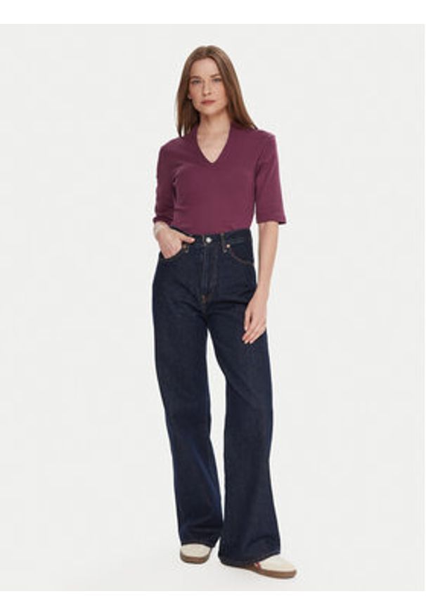United Colors of Benetton - United Colors Of Benetton Bluzka 3GA2D400U Fioletowy Slim Fit. Kolor: fioletowy. Materiał: bawełna