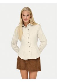 only - ONLY Koszula jeansowa Perla 15359156 Beżowy Slim Fit. Kolor: beżowy. Materiał: bawełna #1