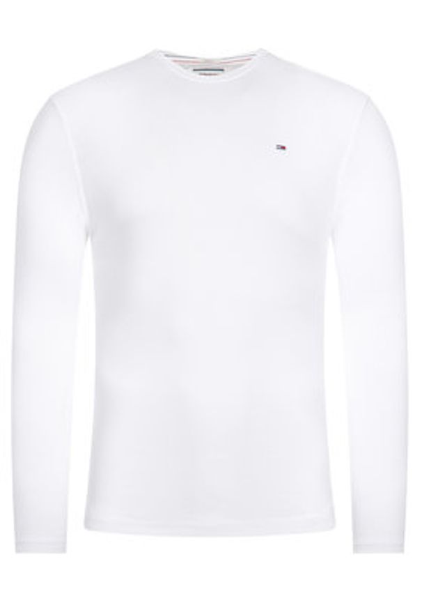 Tommy Jeans Longsleeve DM0DM04409 Biały Slim Fit. Kolor: biały. Materiał: bawełna. Długość rękawa: długi rękaw