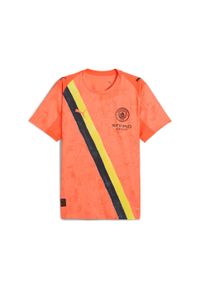 Puma - Męska autentyczna koszulka KIDSUPER × MANCHESTER CITY PUMA Neon Sun Black Orange. Kolor: czarny, żółty, wielokolorowy, pomarańczowy