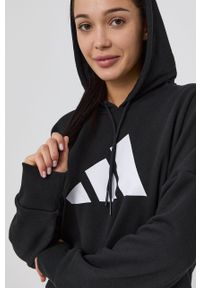 adidas Performance Bluza H24080 damska kolor czarny z kapturem z nadrukiem. Typ kołnierza: kaptur. Kolor: czarny. Wzór: nadruk #5