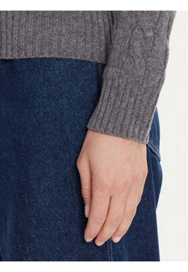 Polo Ralph Lauren Sweter 211971865501 Szary Slim Fit. Typ kołnierza: polo. Kolor: szary. Materiał: wełna