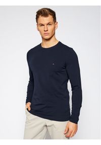 TOMMY HILFIGER - Tommy Hilfiger Longsleeve Stretch Tee MW0MW10804 Granatowy Slim Fit. Kolor: niebieski. Materiał: bawełna. Długość rękawa: długi rękaw