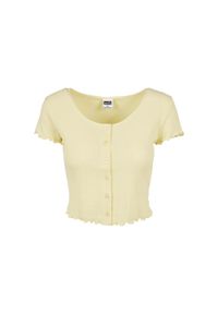 Urban Classics - Top Damski / Damski Z Prążkowanymi Guzikami. Kolor: żółty. Materiał: prążkowany #1