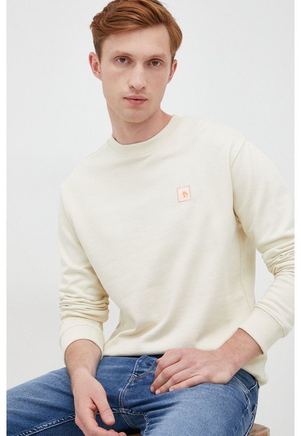 Scotch & Soda bluza bawełniana męska kolor beżowy gładka. Kolor: beżowy. Materiał: bawełna. Wzór: gładki