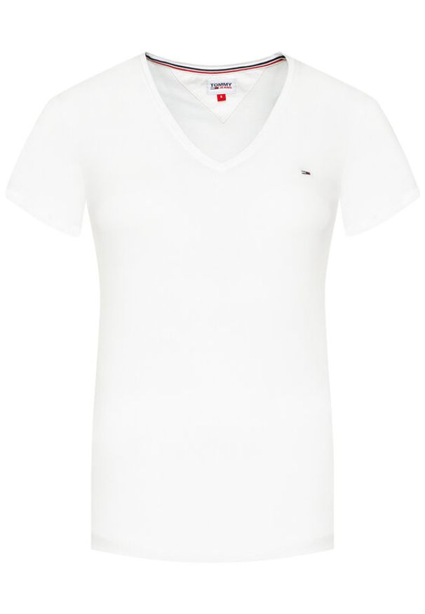 Tommy Jeans T-Shirt Tjw Skinny Stretch DW0DW09197 Biały Slim Fit. Kolor: biały. Materiał: bawełna