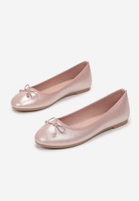 Renee - Różowe Balerinki Nospe. Nosek buta: okrągły. Zapięcie: bez zapięcia. Kolor: różowy. Szerokość cholewki: normalna. Wzór: aplikacja #5