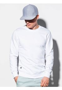 Ombre Clothing - Bluza męska bez kaptura B978 - biała - XXL. Okazja: na co dzień. Typ kołnierza: bez kaptura. Kolor: biały. Materiał: bawełna, poliester, materiał. Styl: casual, klasyczny #2