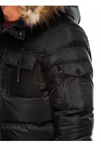 Ombre Clothing - Kurtka męska zimowa parka C355 - czarna - L. Kolor: czarny. Materiał: poliester, futro. Sezon: zima #3