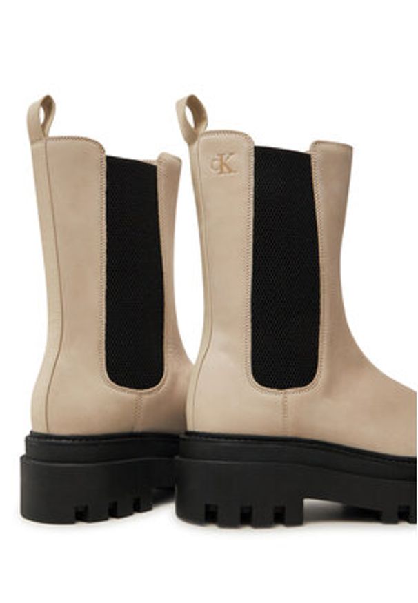 Calvin Klein Jeans Sztyblety Flatform Chelsea Boot Mg Nb YW0YW01684 Beżowy. Kolor: beżowy. Materiał: skóra