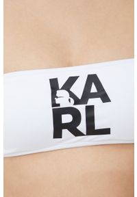 Karl Lagerfeld biustonosz kąpielowy KL22WTP02 kolor biały usztywniona miseczka. Kolor: biały. Wzór: nadruk #5