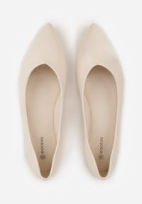 Born2be - Jasnobeżowe Eleganckie Eleganckie Balerinki z Noskiem w Szpic Abssis. Okazja: na co dzień. Kolor: beżowy. Materiał: jeans. Styl: elegancki #5