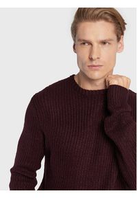 Brave Soul Sweter MK-181BINARYO Bordowy Regular Fit. Kolor: czerwony. Materiał: syntetyk #4