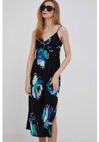 GAP sukienka kolor czarny midi prosta. Okazja: na co dzień. Kolor: czarny. Materiał: tkanina. Długość rękawa: na ramiączkach. Typ sukienki: proste. Styl: casual. Długość: midi #1