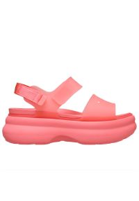 Sandały damskie Crocs Soho Frosted Y-Strap 212651-6UI - różowe. Kolor: różowy. Materiał: materiał. Wzór: paski. Sezon: lato. Obcas: na platformie. Styl: klasyczny #1