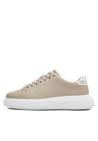 Calvin Klein Sneakersy Cupsole Lace Up Leather HW0HW01987 Beżowy. Kolor: beżowy #4