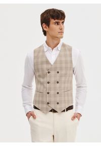 Pako Lorente - PAKO LORENTE - Dwurzędowa kamizelka męska w mocną kratę. Materiał: poliester, wiskoza, elastan. Wzór: kratka. Styl: młodzieżowy, elegancki #4