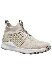 DOMYOS - Buty fitness Domyos 520 damskie. Kolor: biały, wielokolorowy, beżowy. Materiał: materiał, skóra. Sport: fitness #1