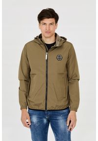 Philipp Plein - PHILIPP PLEIN Męska kurtka wiatrówka zielona, Rozmiar XXL. Typ kołnierza: kaptur. Kolor: zielony #1