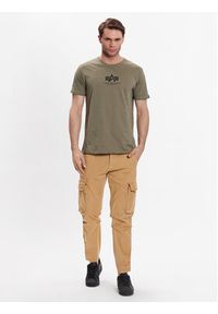 Alpha Industries T-Shirt Basic 118533 Beżowy Regular Fit. Kolor: beżowy. Materiał: bawełna #4