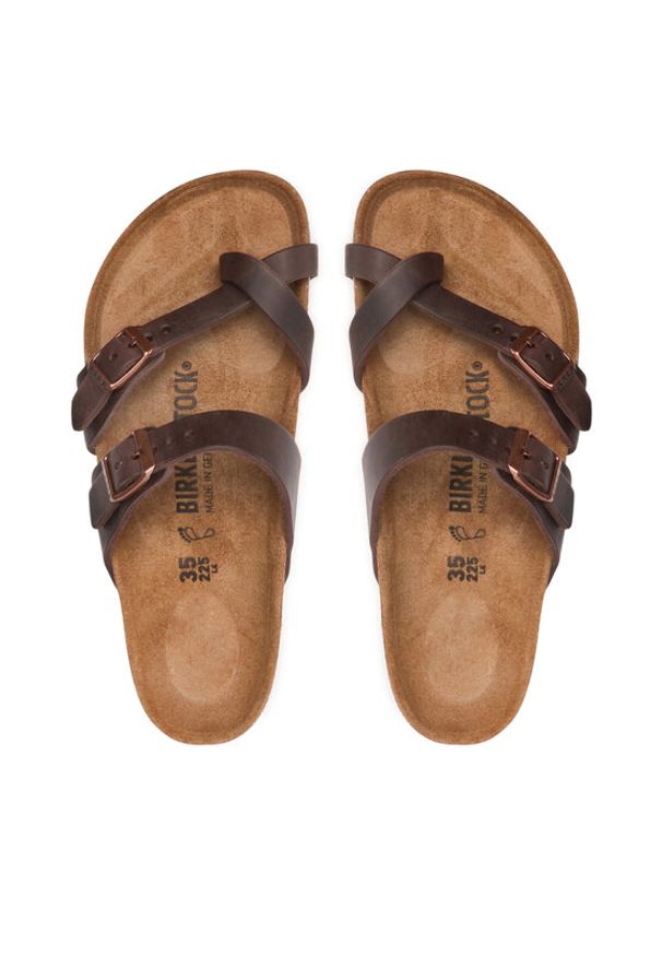 Birkenstock Japonki Mayari 0171321 Brązowy. Kolor: brązowy. Materiał: nubuk, skóra