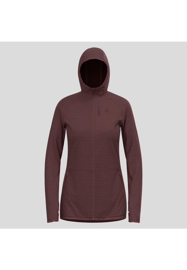 Bluza damska z kapturem Odlo Ascent Mid Layer Hoody Full Zip. Typ kołnierza: kaptur. Kolor: brązowy