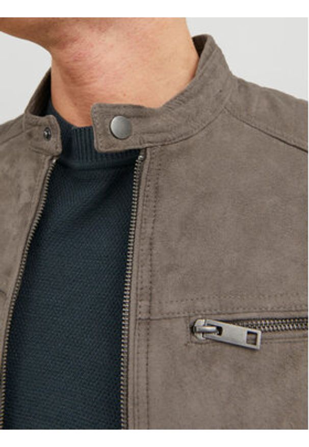 Jack & Jones Kurtka z imitacji skóry Rocky 12147218 Szary Regular Fit. Kolor: szary. Materiał: skóra