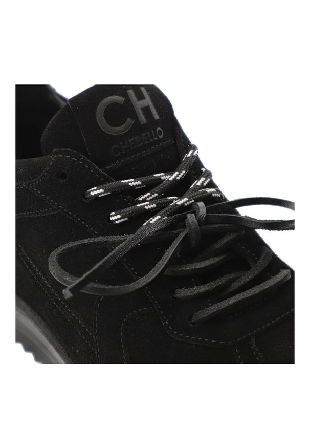 CheBello - Czarne Sneakersy Chebello Skórzane Obuwie Damskie. Kolor: czarny. Materiał: skóra. Styl: elegancki, sportowy, klasyczny