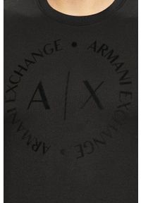 Armani Exchange - Bluza. Kolor: czarny. Materiał: dzianina. Wzór: nadruk