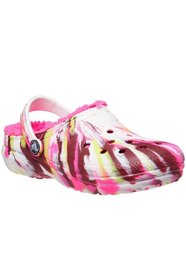 Klapki dziecięce Crocs Classic Lined Marbled ocieplane. Kolor: różowy
