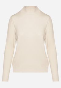 Born2be - Jasnobeżowy Gładki Sweter z Półgolfem w Stylu Casual Unallia. Okazja: na co dzień. Kolor: beżowy. Materiał: jeans. Długość rękawa: długi rękaw. Długość: długie. Wzór: gładki. Styl: casual #3