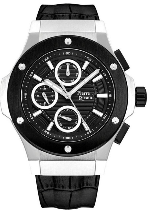 Zegarek Pierre Ricaud Zegarek męski Pierre Ricaud P97035.B214QF czarny. Kolor: czarny