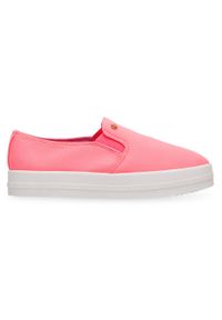 Tenisówki damskie Ideal Shoes X-2501 Różowe. Zapięcie: bez zapięcia. Kolor: różowy. Materiał: guma, tworzywo sztuczne, tkanina. Obcas: na obcasie. Wysokość obcasa: niski #4