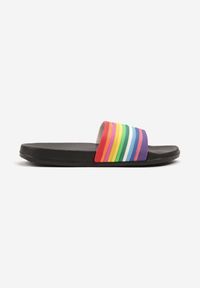 Renee - Czarne Klapki Ozdobione Tęczą Galaria. Okazja: na plażę, na co dzień. Kolor: czarny. Wzór: aplikacja. Sezon: lato. Styl: casual, elegancki