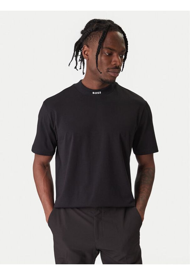 BOSS T-Shirt Tee Collar 50555527 Czarny Regular Fit. Kolor: czarny. Materiał: bawełna