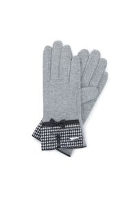 Wittchen - Damskie rękawiczki z wykończeniem w pepitkę szare. Kolor: szary. Materiał: wełna. Styl: klasyczny, elegancki #1