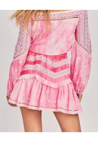 LOVE SHACK FANCY - Mini spódnica z falbankami Felice. Kolor: różowy, wielokolorowy, fioletowy. Materiał: bawełna, koronka, tkanina. Wzór: aplikacja, haft, koronka #4