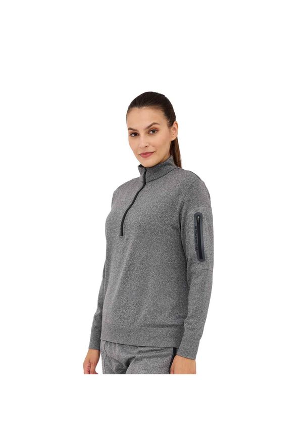 Bluza damska wełniana z krótkim ekspresem Brubeck OUTDOOR MERINO. Kolor: szary. Materiał: wełna, poliester, elastan, poliamid. Długość: krótkie. Styl: sportowy, elegancki. Sport: outdoor