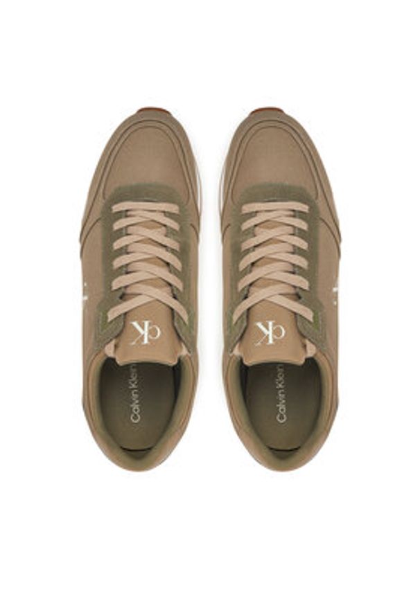 Calvin Klein Jeans Sneakersy Runner Sock Laceup Mg Canvas YM0YM01217 Zielony. Kolor: zielony. Materiał: materiał