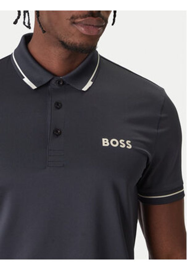 BOSS Polo Paul Pro 50506203 Granatowy Slim Fit. Typ kołnierza: polo. Kolor: niebieski. Materiał: syntetyk