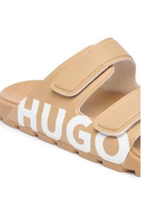 Hugo - HUGO Klapki Evander 50542042 Beżowy. Kolor: beżowy. Materiał: skóra #4