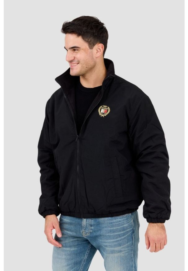 Tommy Jeans - TOMMY JEANS Czarny dwustronny męski bomber z polarem, Rozmiar XXL. Kolor: czarny. Materiał: polar. Wzór: jednolity