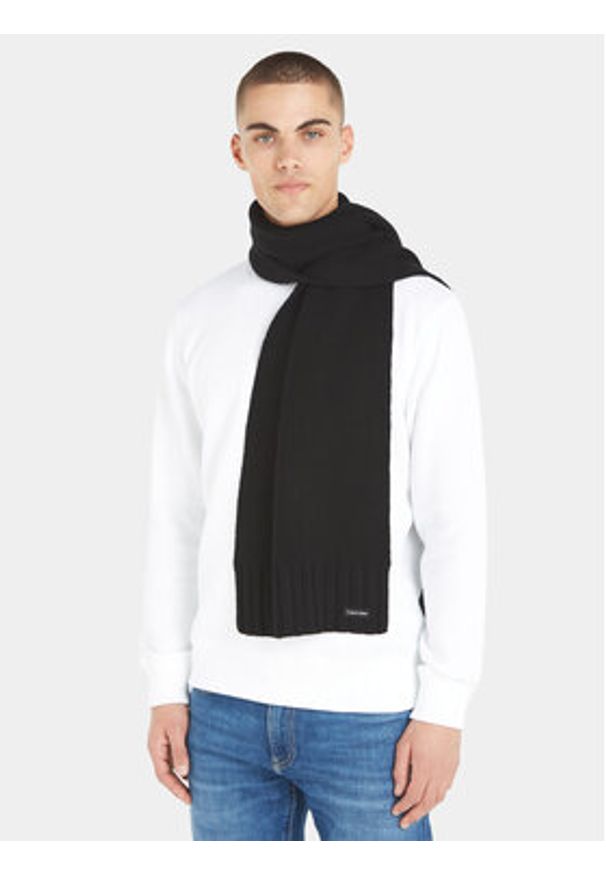Calvin Klein Szalik Elevated Rib Knit Scarf K50K511006 Czarny. Kolor: czarny. Materiał: syntetyk