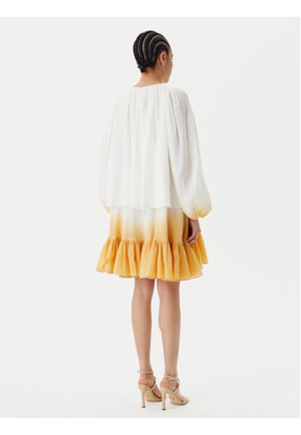 Pinko - PINKO Sukienka letnia Inventi Abito 104949 A2G4 Écru Relaxed Fit. Materiał: bawełna. Sezon: lato