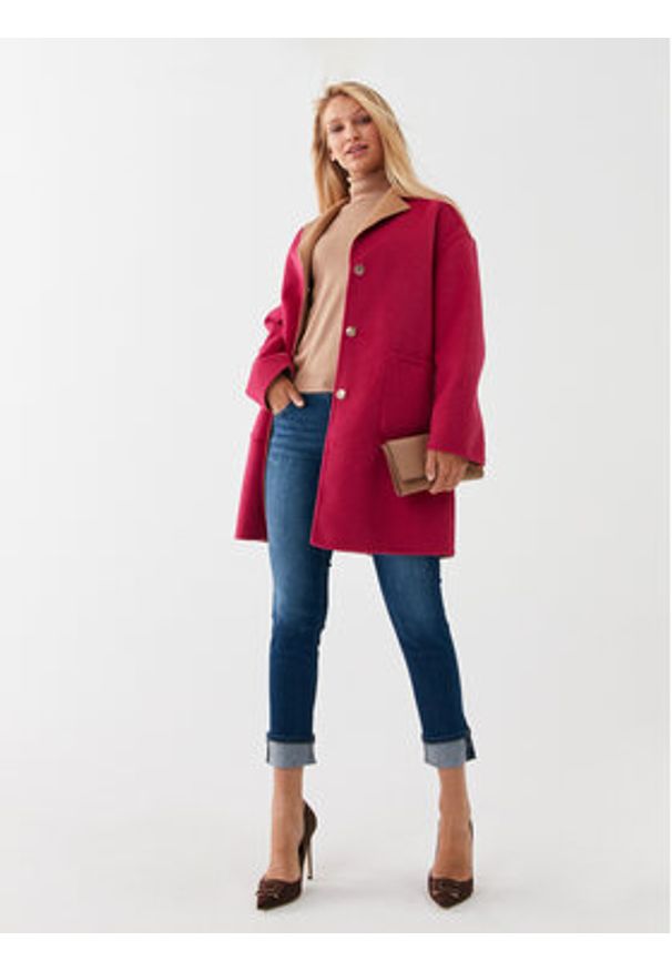 Liu Jo Płaszcz wełniany MF3241 T3505 Różowy Relaxed Fit. Kolor: różowy. Materiał: syntetyk