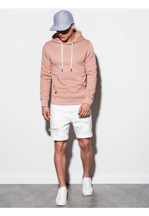 Ombre Clothing - Bluza męska z kapturem B979 - beżowa - XXL. Typ kołnierza: kaptur. Kolor: beżowy. Materiał: bawełna, poliester. Styl: klasyczny